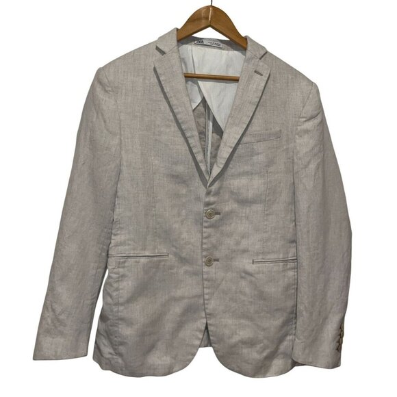 Zara Cream  Single Breasted Notch Lepel Two-Button Blazer Jacket Men's Size 40 - Picture 1 of 10